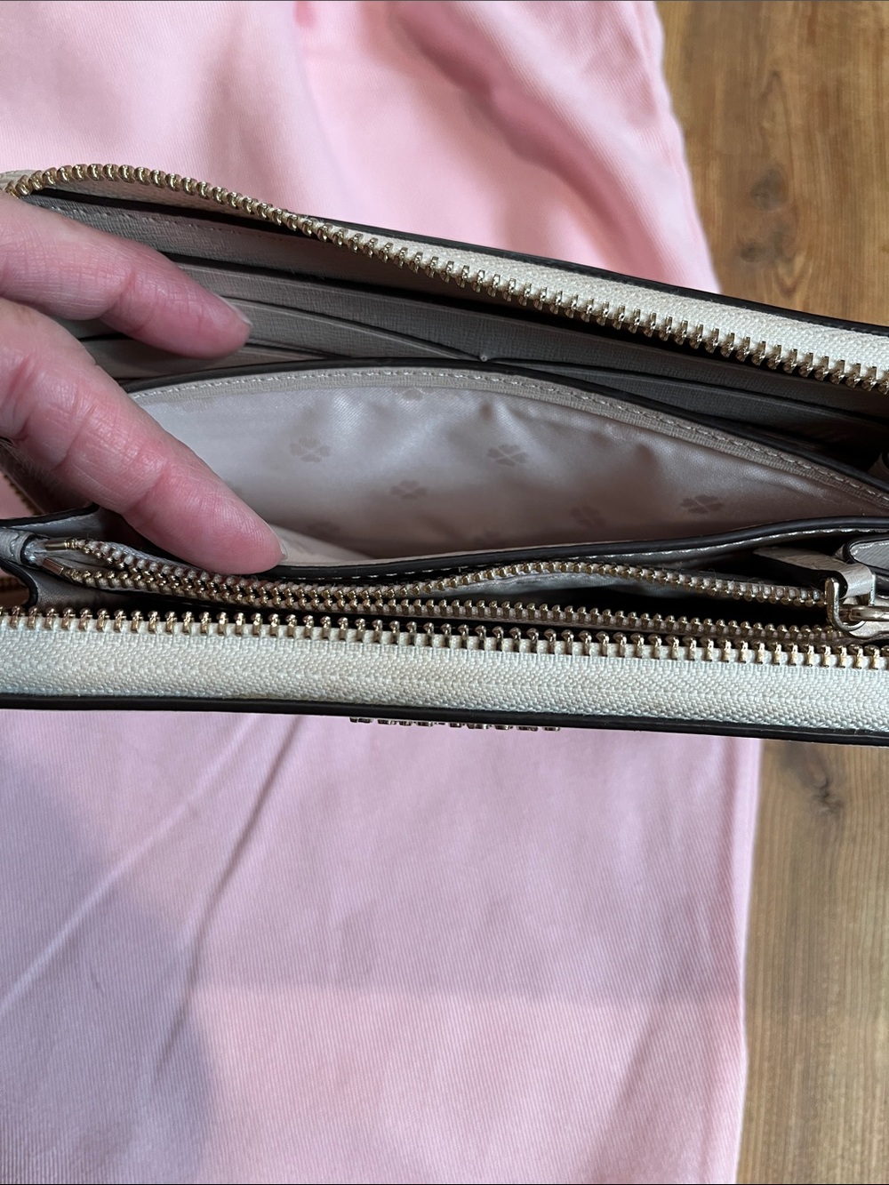 Set/2 KATE SPADE Pocketbook Purse & Matching Wallet Pebbled Leather Tri-Color - Picture 10 of 16